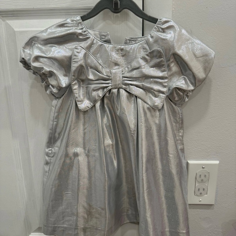 Toddler metallic silver bow dress Zara